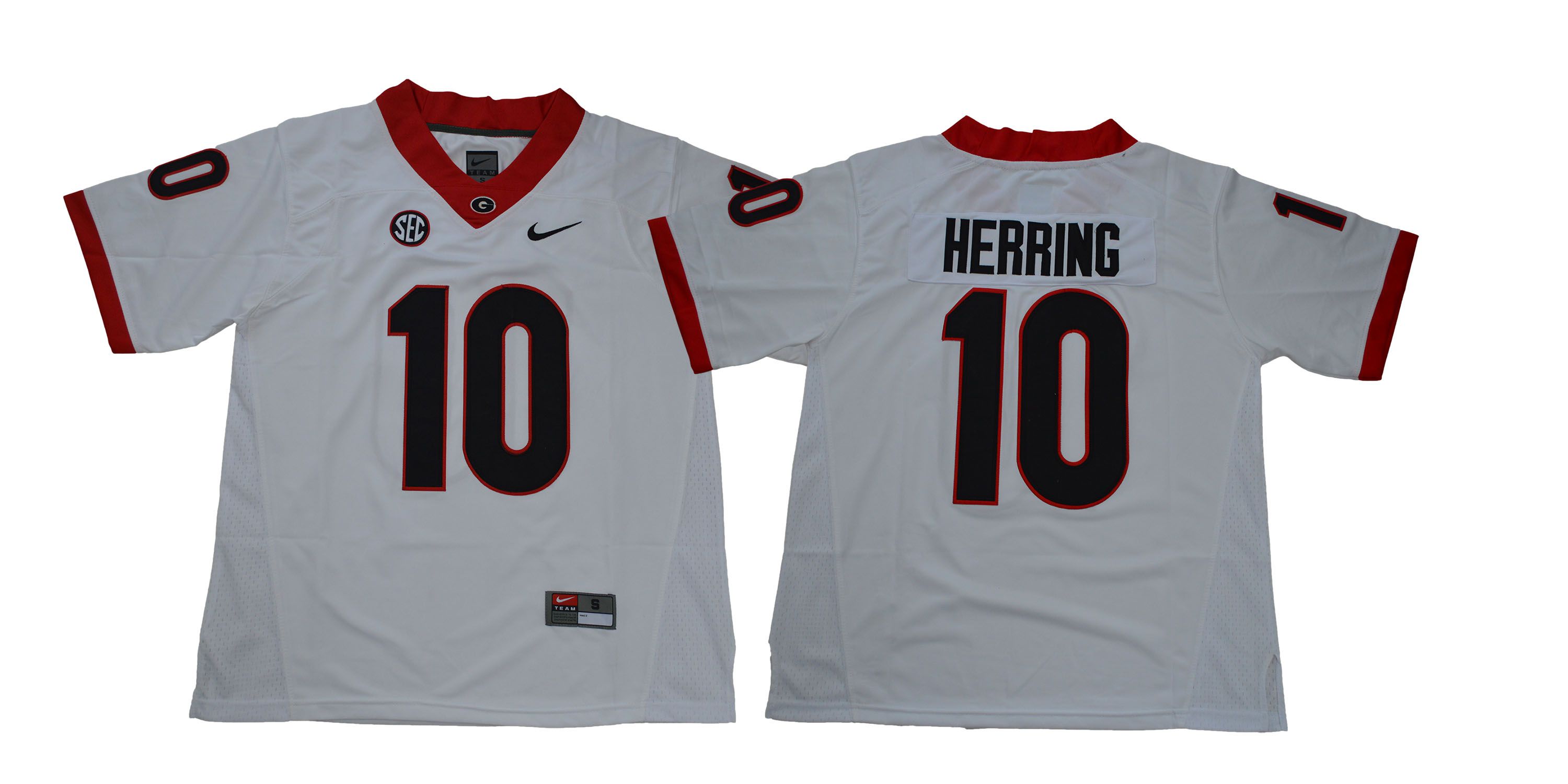 Men Georgia Bulldogs #10 Herring White NCAA Jerseys->ncaa teams->NCAA Jersey